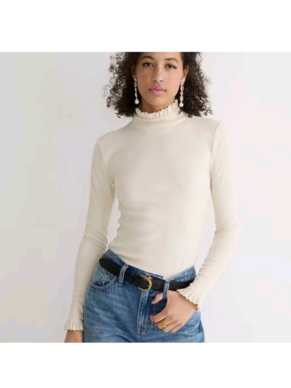J.Crew Cream Turtleneck Top Small
